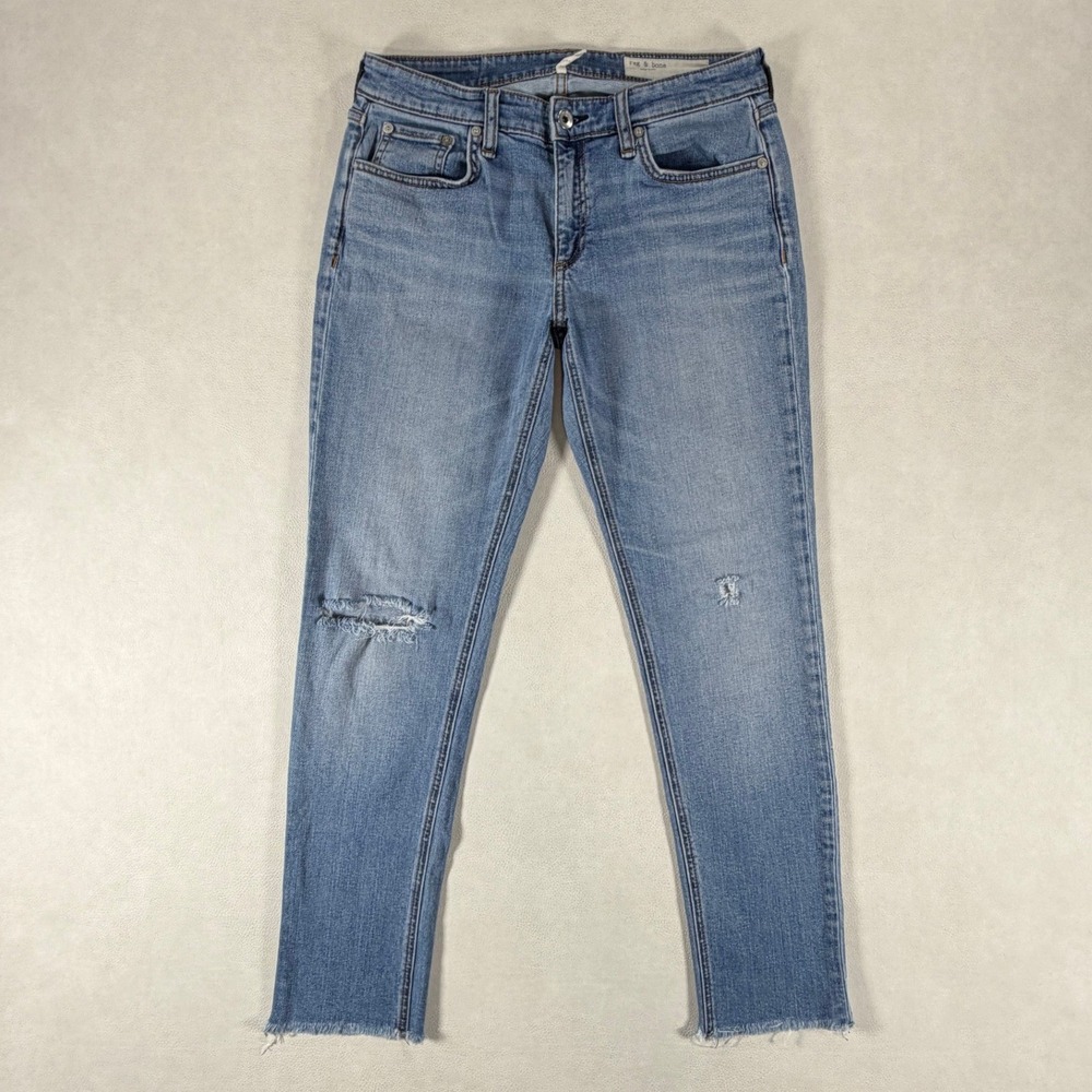 Rag & Bone Dre Low Rise Slim Boyfriend Distressed Jeans Light Wash Womens 27
